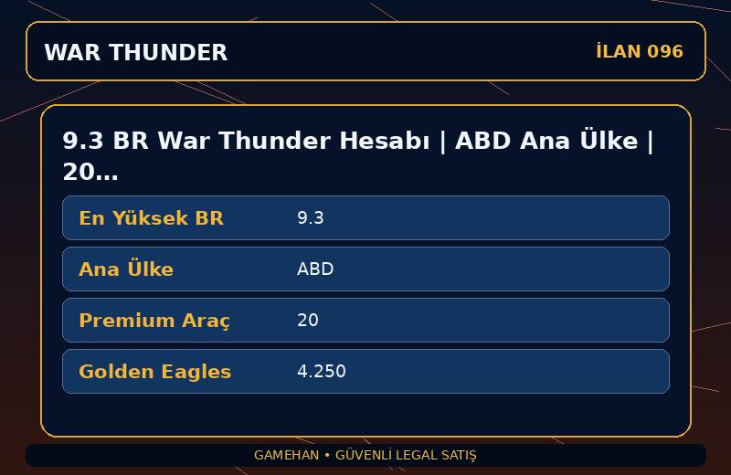 9.3 BR War Thunder Hesabı | ABD Ana Ülke | 20 Premium Araç | CIS