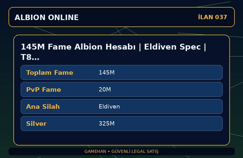 145M Fame Albion Hesabı | Eldiven Spec | T8 Toplayıcılık | Europe