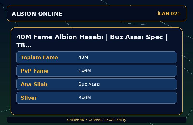 40M Fame Albion Hesabı | Buz Asası Spec | T8 Toplayıcılık | Americas