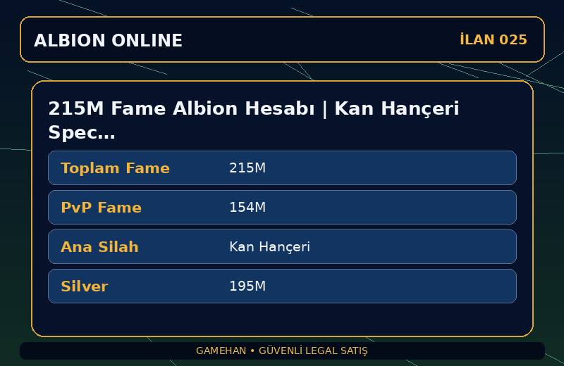 215M Fame Albion Hesabı | Kan Hançeri Spec | T7 Toplayıcılık | Americas