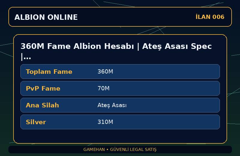 360M Fame Albion Hesabı | Ateş Asası Spec | T7 Toplayıcılık | Europe