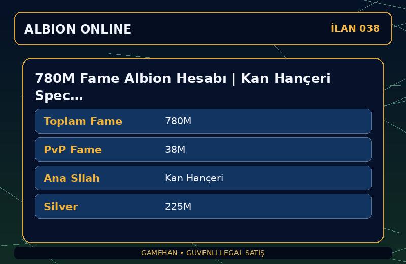 780M Fame Albion Hesabı | Kan Hançeri Spec | T8 Toplayıcılık | Americas