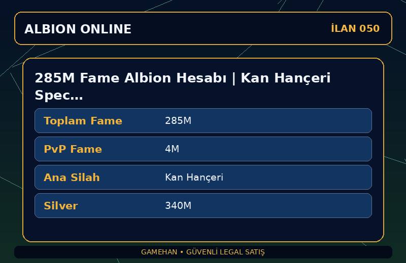 285M Fame Albion Hesabı | Kan Hançeri Spec | T8 Toplayıcılık | Americas