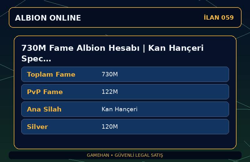 730M Fame Albion Hesabı | Kan Hançeri Spec | T7 Toplayıcılık | Americas