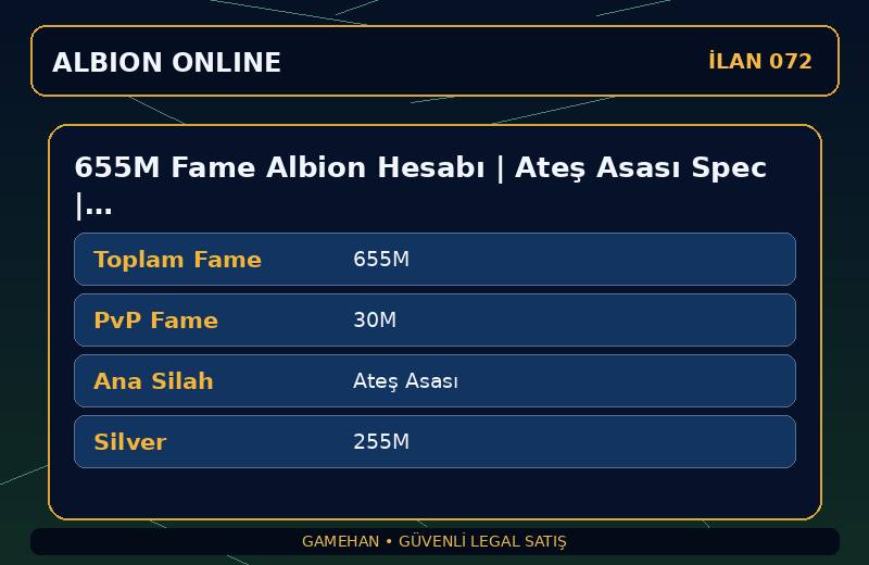 655M Fame Albion Hesabı | Ateş Asası Spec | T6 Toplayıcılık | Europe