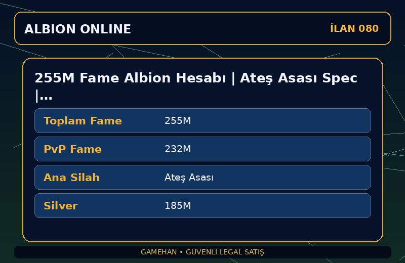 255M Fame Albion Hesabı | Ateş Asası Spec | T8 Toplayıcılık | Asia