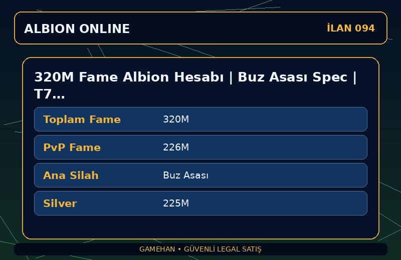 320M Fame Albion Hesabı | Buz Asası Spec | T7 Toplayıcılık | Americas