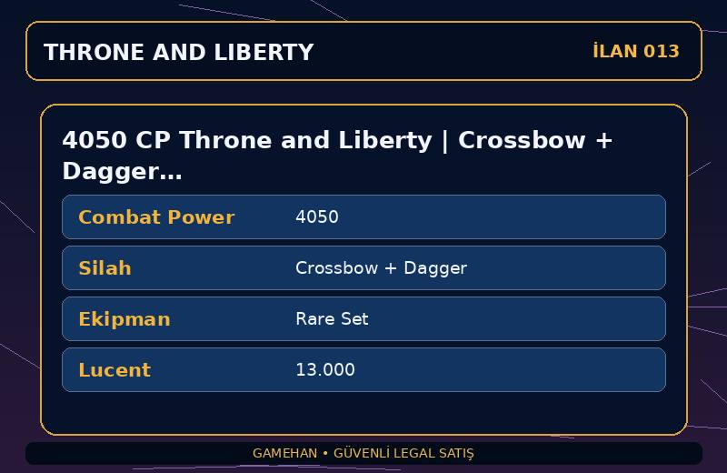 4050 CP Throne and Liberty | Crossbow + Dagger | Rare Set | NA East