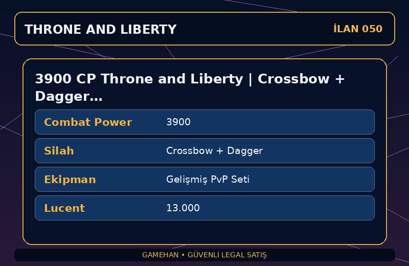 3900 CP Throne and Liberty | Crossbow + Dagger | Gelişmiş PvP Seti | NA West