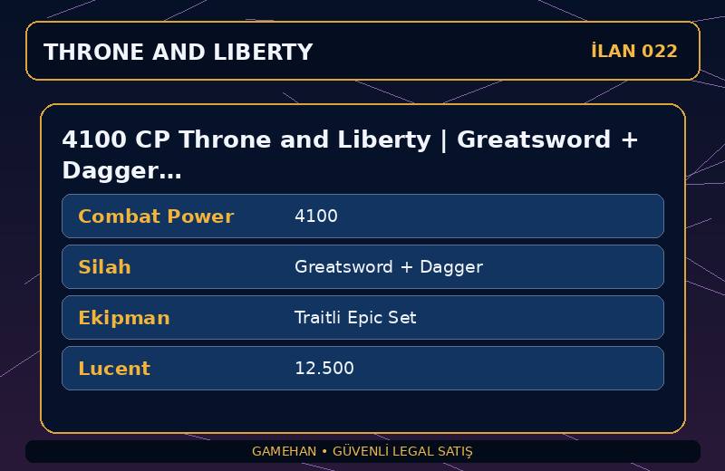 4100 CP Throne and Liberty | Greatsword + Dagger | Traitli Epic Set | EU