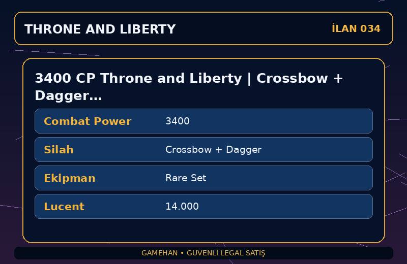 3400 CP Throne and Liberty | Crossbow + Dagger | Rare Set | EU