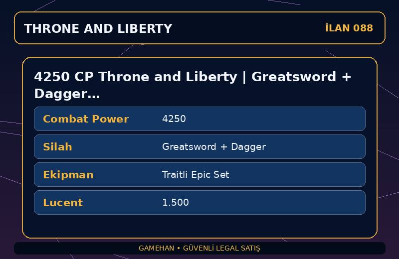 4250 CP Throne and Liberty | Greatsword + Dagger | Traitli Epic Set | Asia