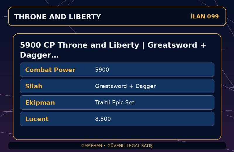5900 CP Throne and Liberty | Greatsword + Dagger | Traitli Epic Set | NA East