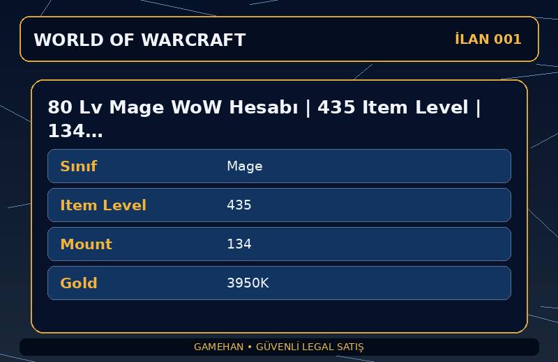 80 Lv Mage WoW Hesabı | 435 Item Level | 134 Mount | Stormscale