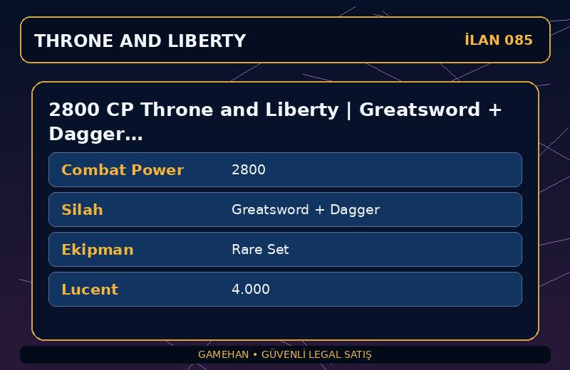 2800 CP Throne and Liberty | Greatsword + Dagger | Rare Set | Asia