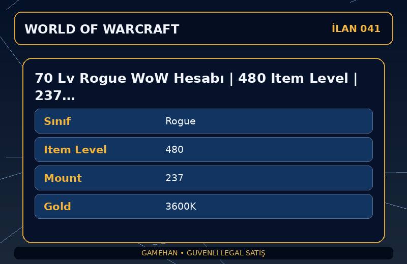 70 Lv Rogue WoW Hesabı | 480 Item Level | 237 Mount | Draenor