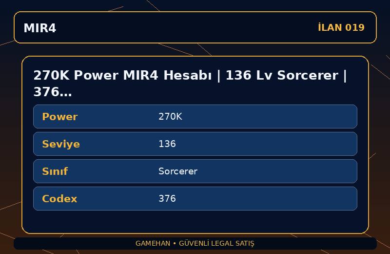 270K Power MIR4 Hesabı | 136 Lv Sorcerer | 376 Codex | EU 2