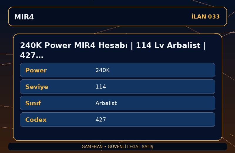 240K Power MIR4 Hesabı | 114 Lv Arbalist | 427 Codex | NA 1