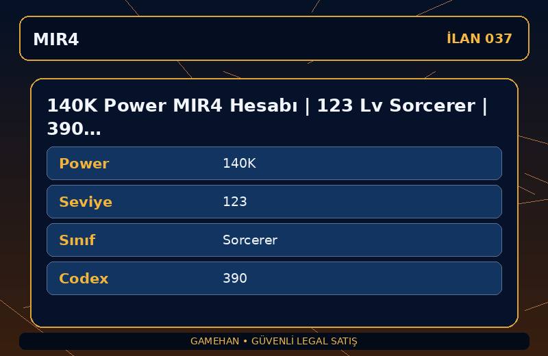 140K Power MIR4 Hesabı | 123 Lv Sorcerer | 390 Codex | ASIA 2