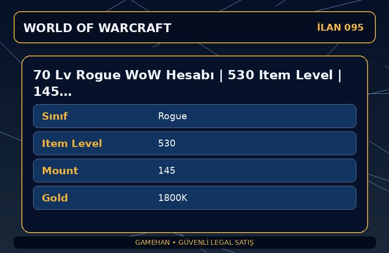 70 Lv Rogue WoW Hesabı | 530 Item Level | 145 Mount | Ravencrest