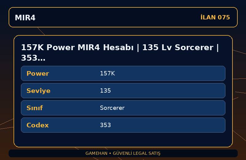 157K Power MIR4 Hesabı | 135 Lv Sorcerer | 353 Codex | ASIA 1