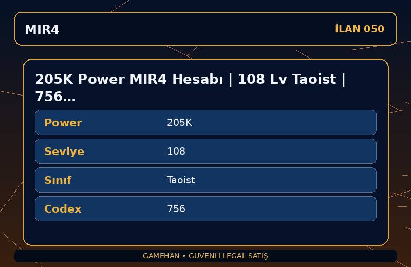 205K Power MIR4 Hesabı | 108 Lv Taoist | 756 Codex | ASIA 1