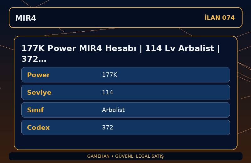 177K Power MIR4 Hesabı | 114 Lv Arbalist | 372 Codex | ASIA 2
