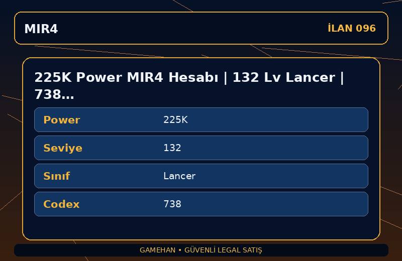 225K Power MIR4 Hesabı | 132 Lv Lancer | 738 Codex | ASIA 1