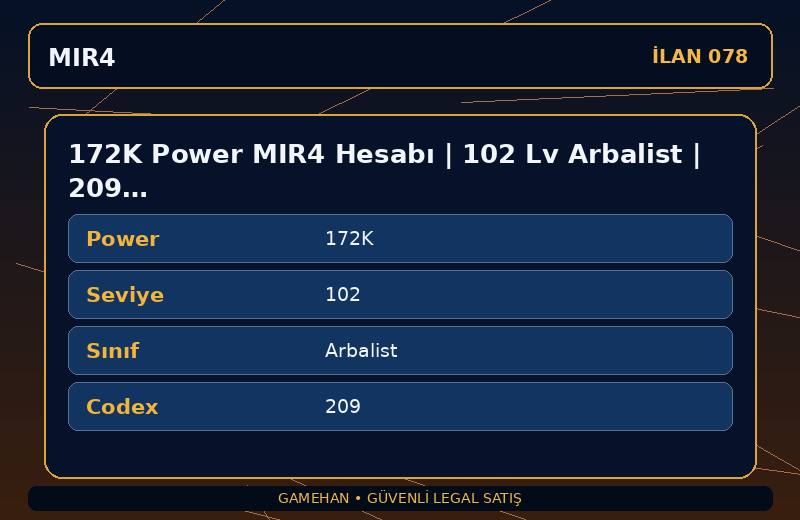 172K Power MIR4 Hesabı | 102 Lv Arbalist | 209 Codex | NA 1