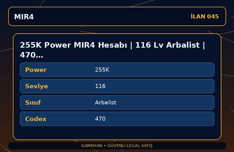 255K Power MIR4 Hesabı | 116 Lv Arbalist | 470 Codex | EU 2