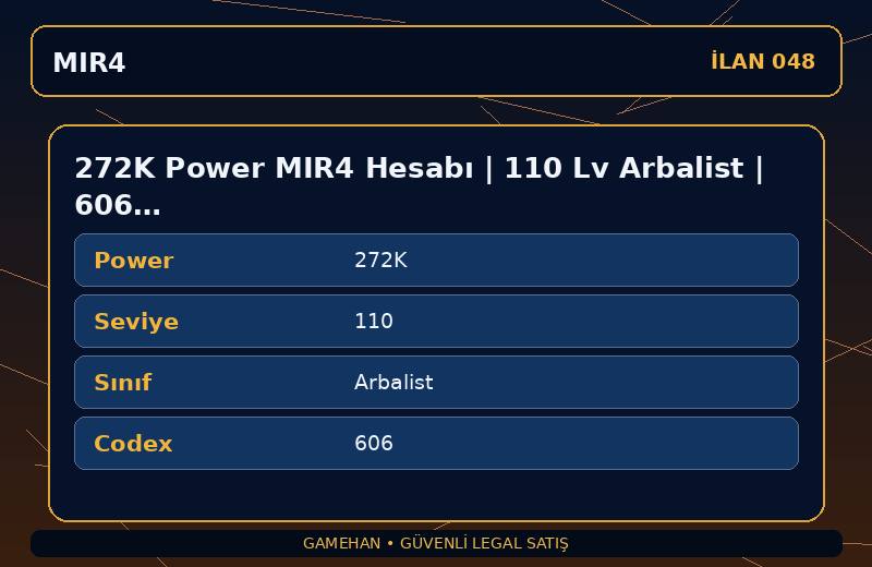 272K Power MIR4 Hesabı | 110 Lv Arbalist | 606 Codex | EU 2