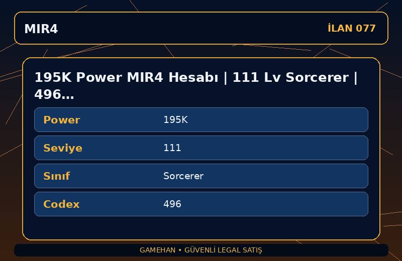 195K Power MIR4 Hesabı | 111 Lv Sorcerer | 496 Codex | ASIA 1