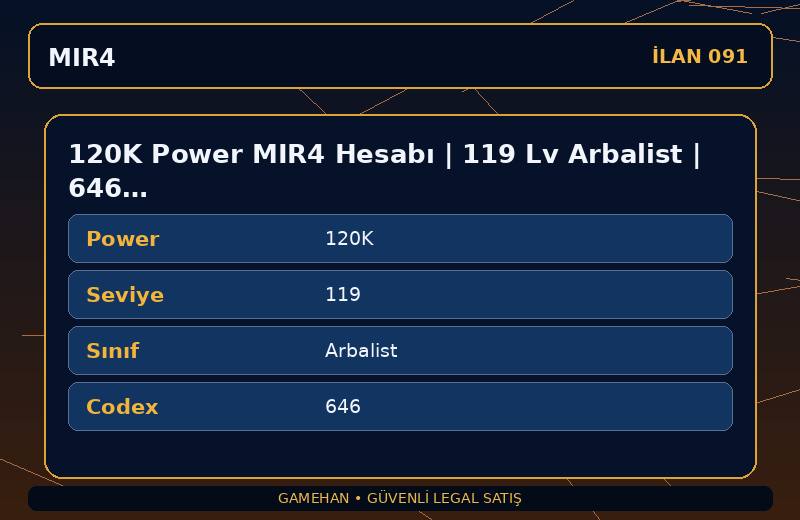 120K Power MIR4 Hesabı | 119 Lv Arbalist | 646 Codex | ASIA 1
