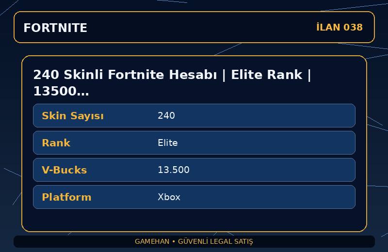 240 Skinli Fortnite Hesabı | Elite Rank | 13500 V-Bucks | Battle Pass Koleksiyonu