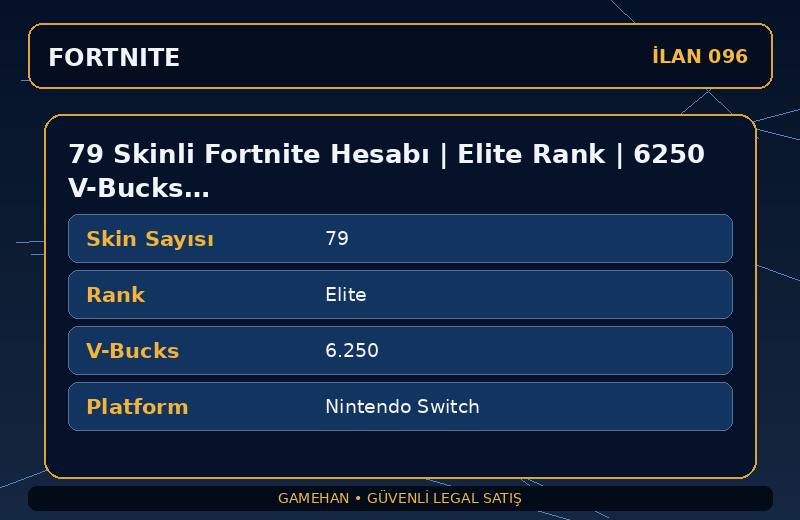 79 Skinli Fortnite Hesabı | Elite Rank | 6250 V-Bucks | Nadir Skin Var