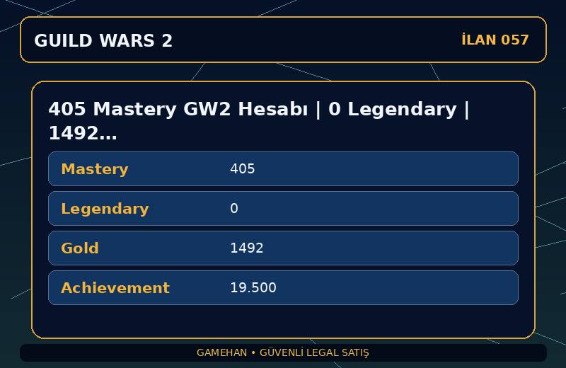 405 Mastery GW2 Hesabı | 0 Legendary | 1492 Gold | NA