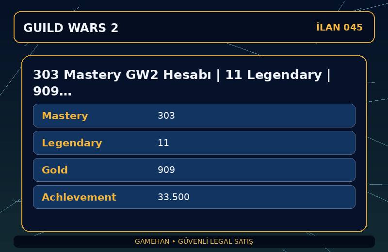 303 Mastery GW2 Hesabı | 11 Legendary | 909 Gold | NA