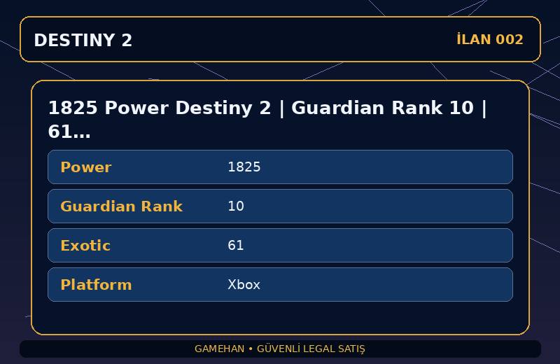 1825 Power Destiny 2 | Guardian Rank 10 | 61 Exotic | Xbox