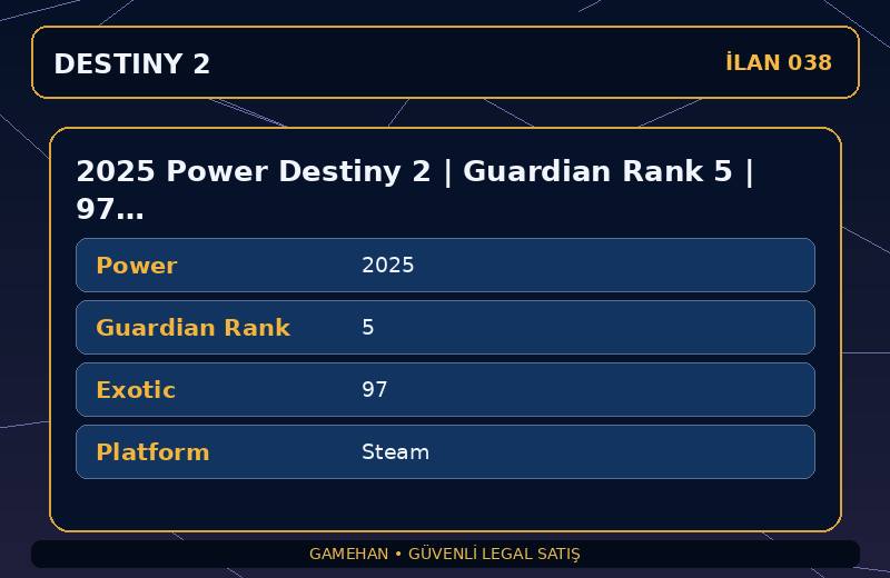 2025 Power Destiny 2 | Guardian Rank 5 | 97 Exotic | Steam