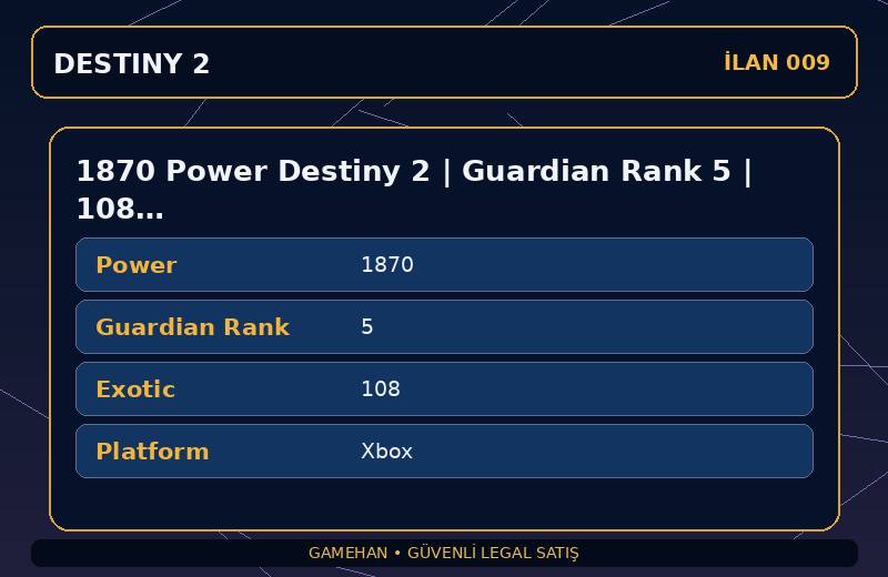 1870 Power Destiny 2 | Guardian Rank 5 | 108 Exotic | Xbox