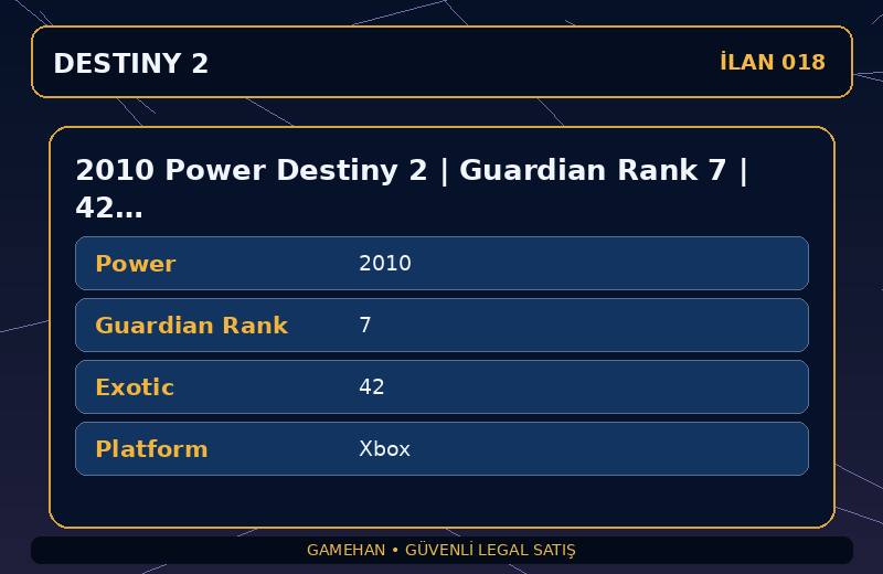 2010 Power Destiny 2 | Guardian Rank 7 | 42 Exotic | Xbox