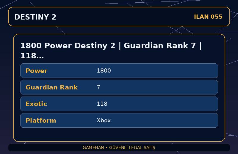 1800 Power Destiny 2 | Guardian Rank 7 | 118 Exotic | Xbox