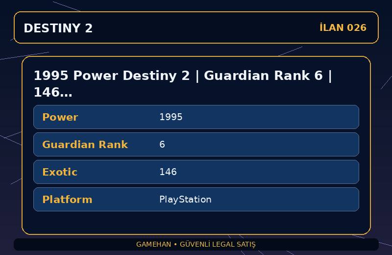 1995 Power Destiny 2 | Guardian Rank 6 | 146 Exotic | PlayStation