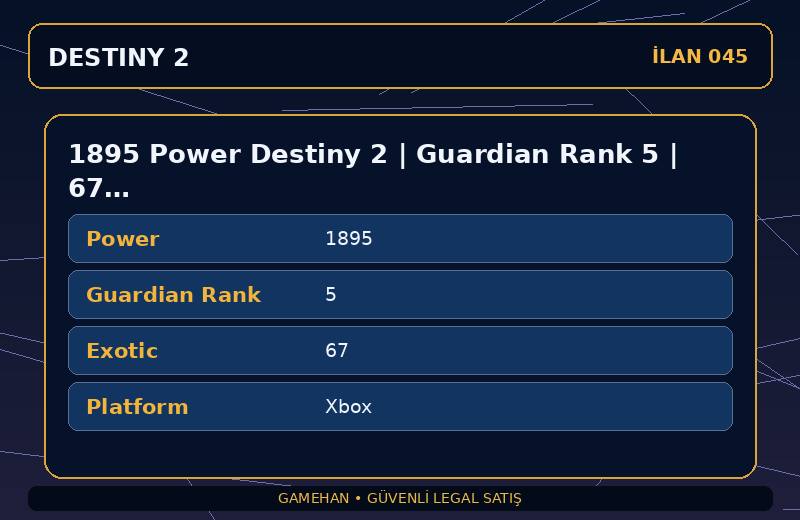 1895 Power Destiny 2 | Guardian Rank 5 | 67 Exotic | Xbox