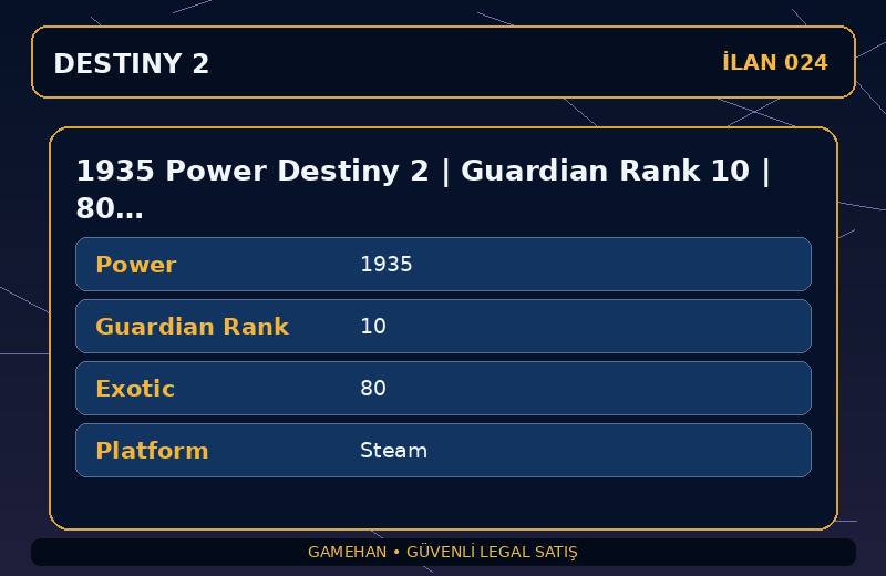 1935 Power Destiny 2 | Guardian Rank 10 | 80 Exotic | Steam
