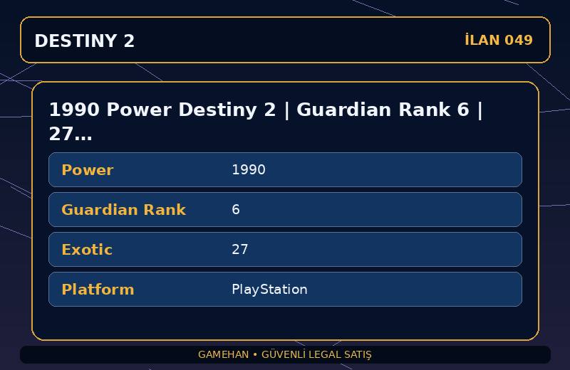 1990 Power Destiny 2 | Guardian Rank 6 | 27 Exotic | PlayStation