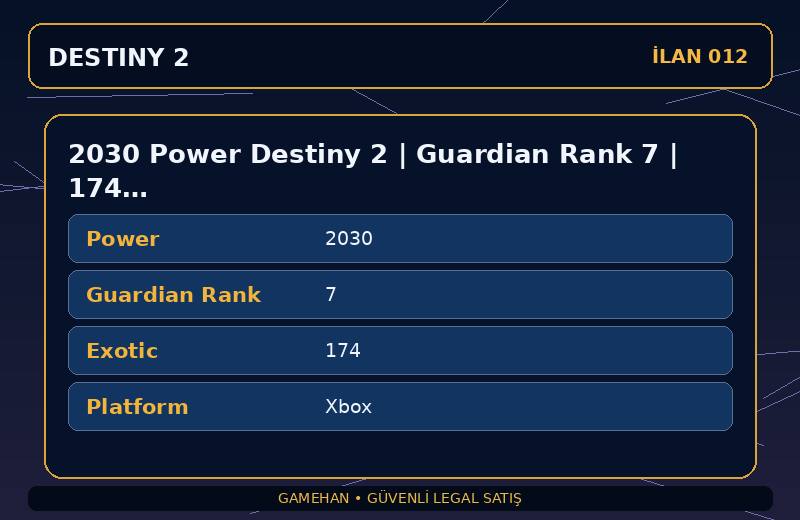 2030 Power Destiny 2 | Guardian Rank 7 | 174 Exotic | Xbox