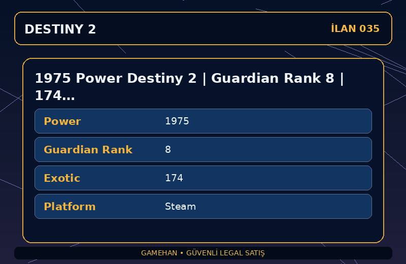 1975 Power Destiny 2 | Guardian Rank 8 | 174 Exotic | Steam