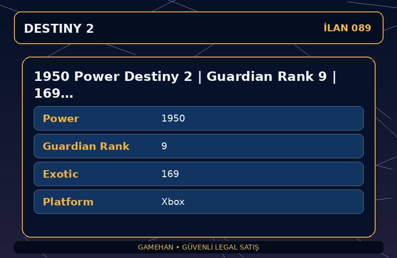 1950 Power Destiny 2 | Guardian Rank 9 | 169 Exotic | Xbox