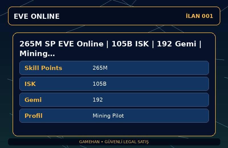 265M SP EVE Online | 105B ISK | 192 Gemi | Mining Pilot